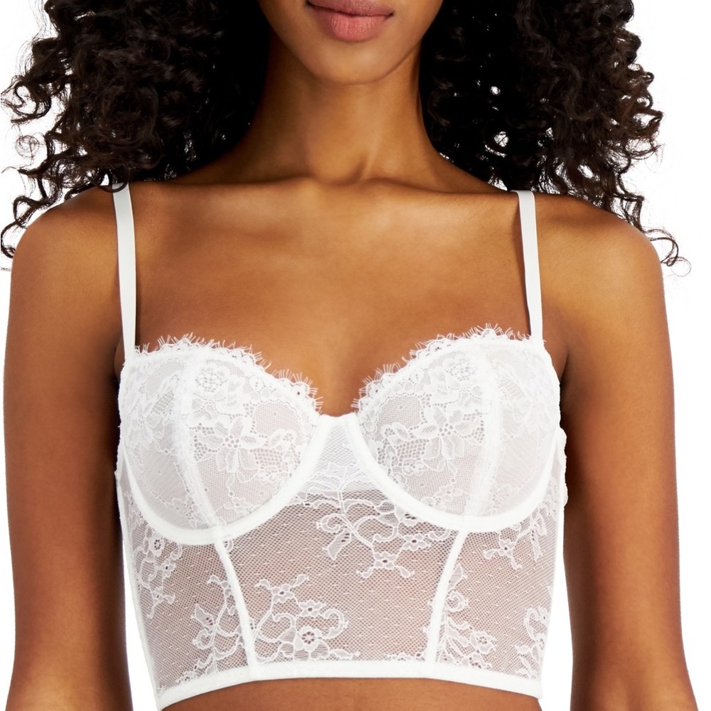 NWT! INC International Concepts Women's Lace Bustier - Washed White - L